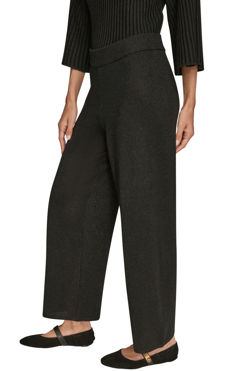 Donna Karan New York Ankle Wide Leg Sweater Pants, Alternate, color, Black