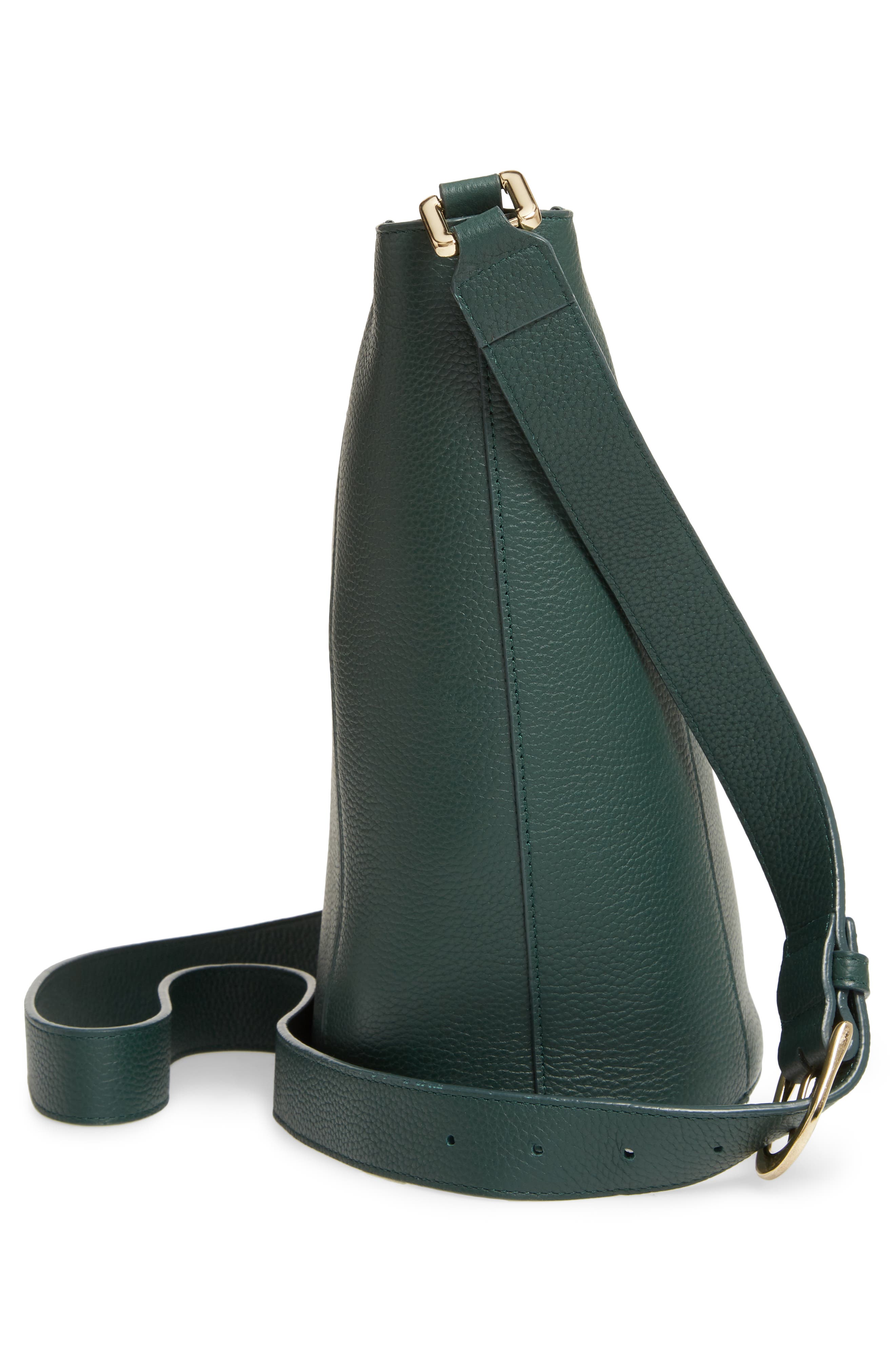 Loraine Leather Bucket Bag, Alternate, color, GREEN EVERGREEN