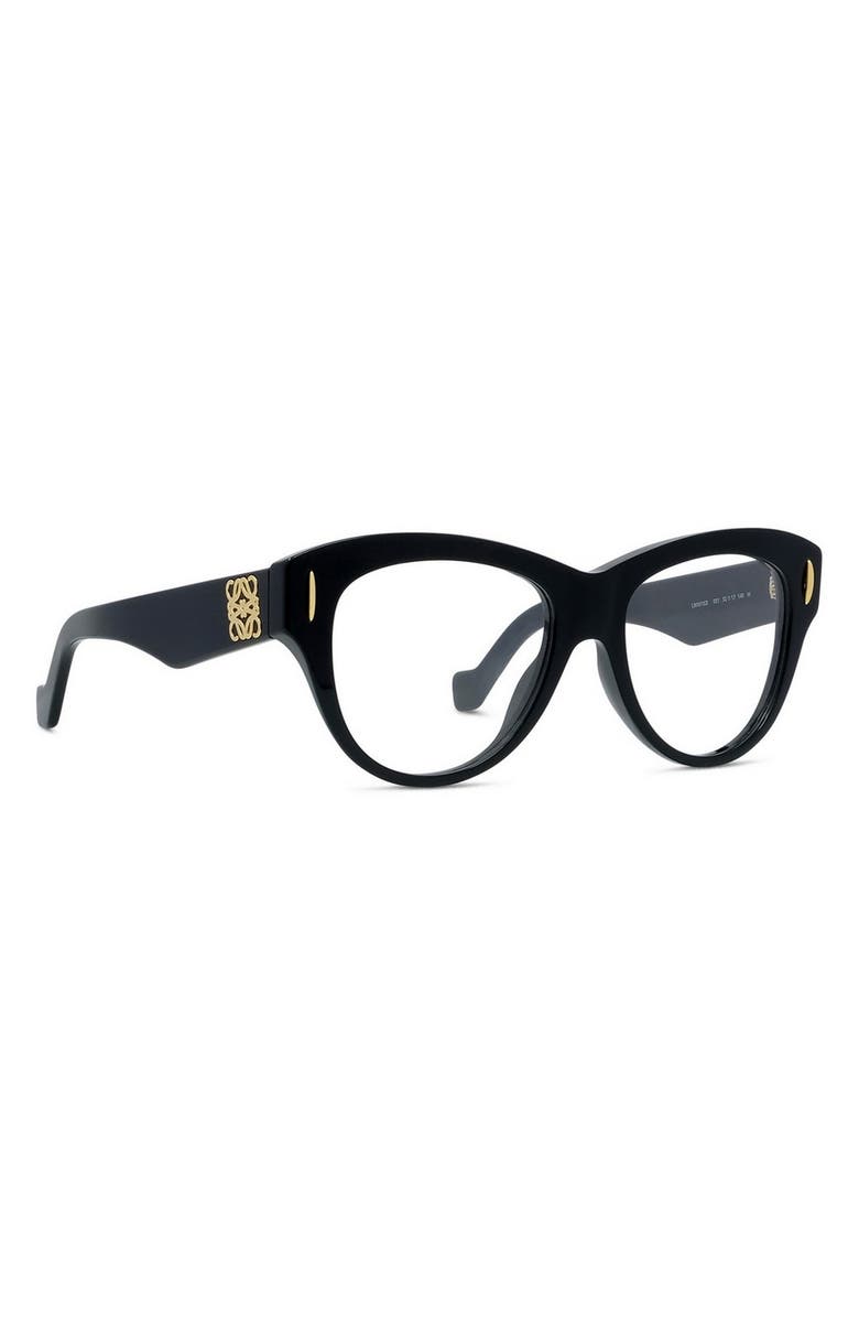 Loewe Anagram 52mm Round Optical Glasses, Alternate, color, Shiny Black