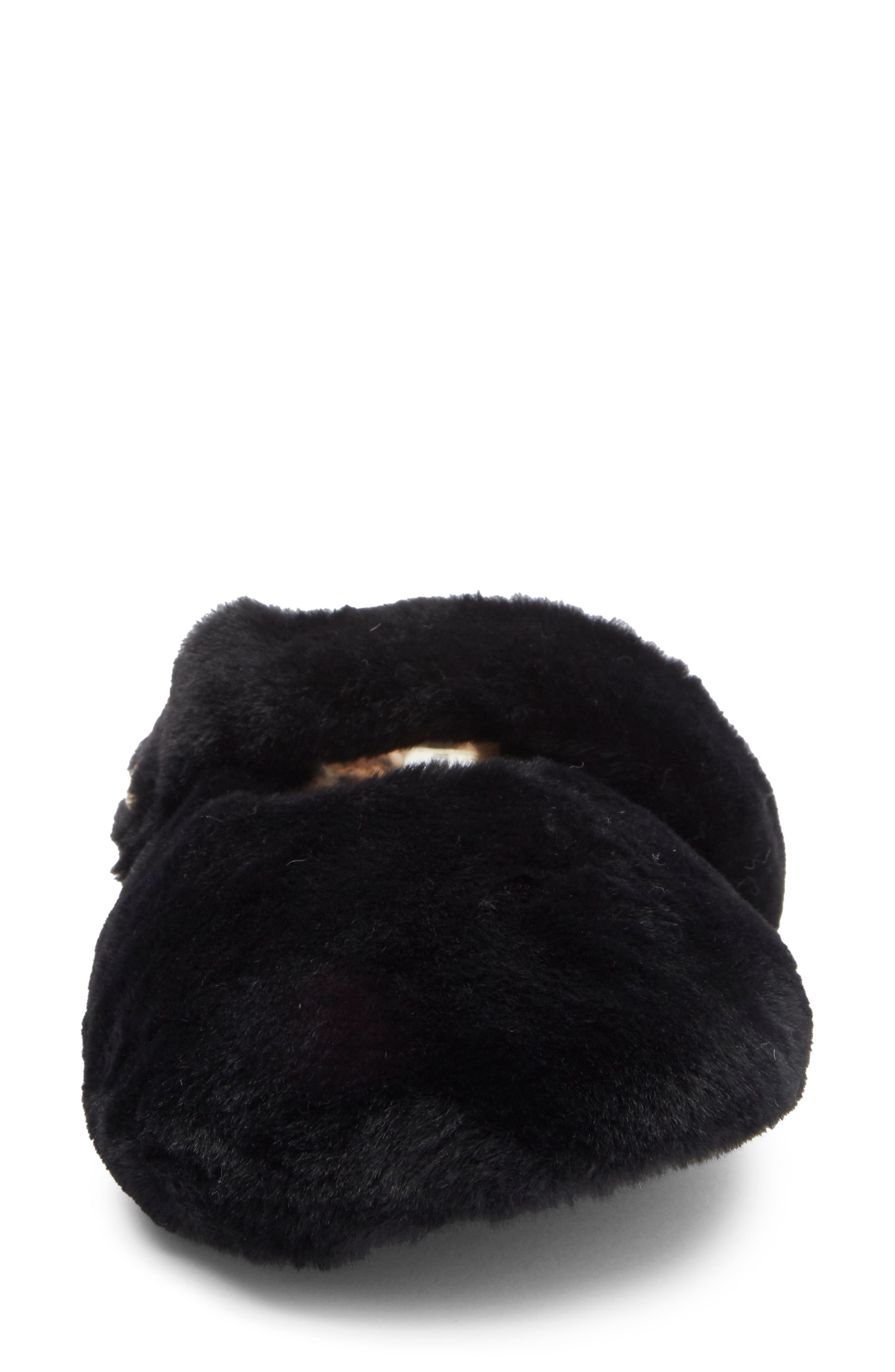 Rebecca Minkoff Beck Faux Fur Slipper, Alternate, color, Black