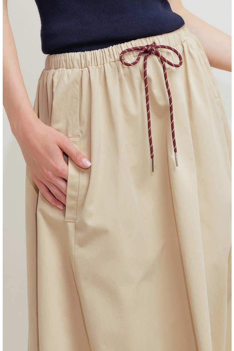 Solid Drawstring Midi Skirt, Alternate, color, TAUPE