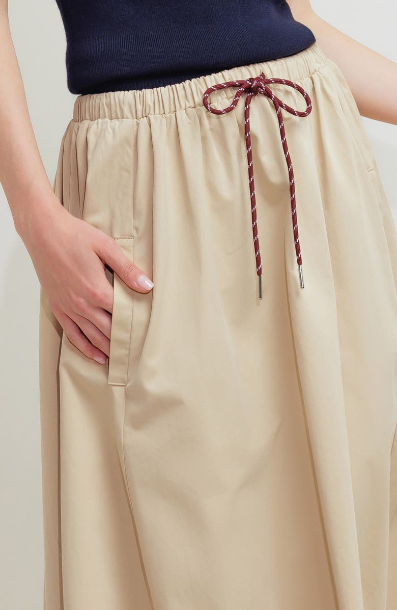 FREEMARKET Solid Drawstring Midi Skirt, Alternate, color, Taupe