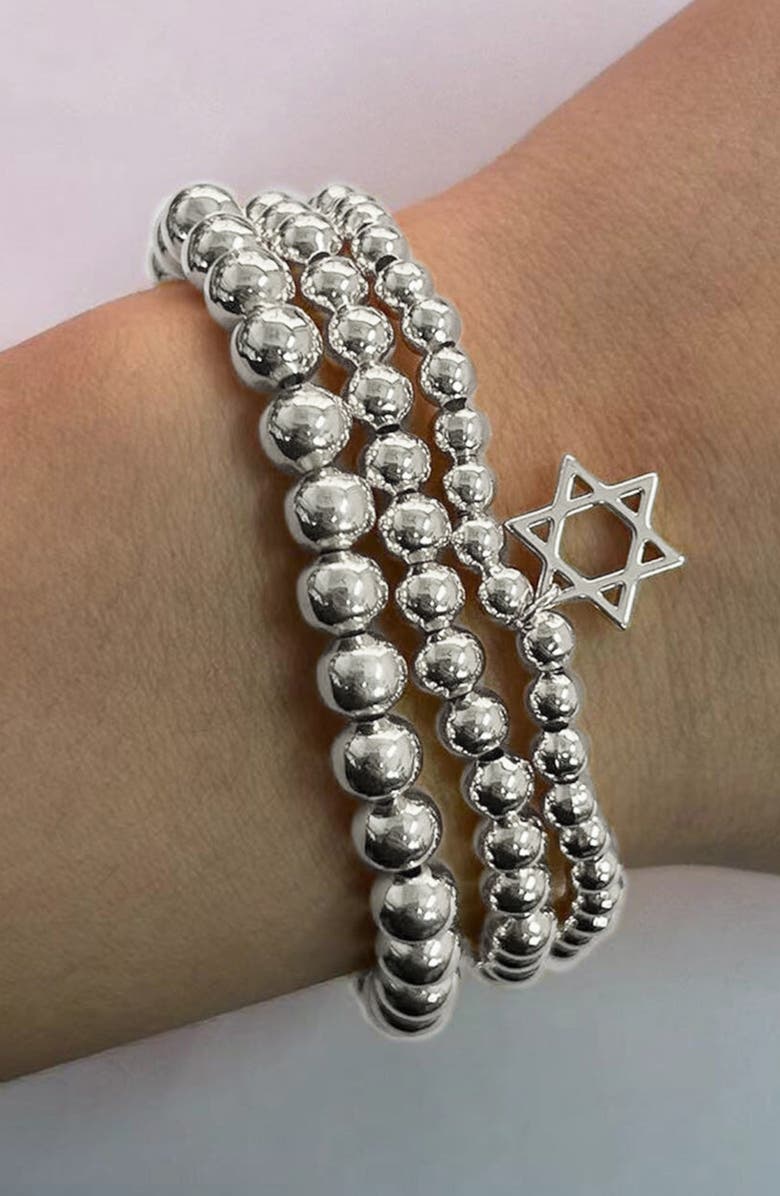 Sterling Forever Nessa Star of David 3-Pack Beaded Bracelets, Alternate, color,