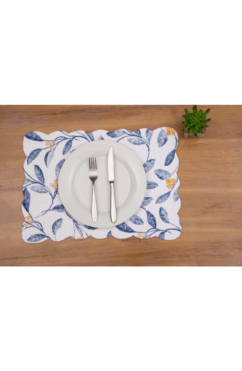 C&F Home Laurelwood 100% Cotton Quilted Set of 6 Placemats 13" x 19", Alternate, color, Blue