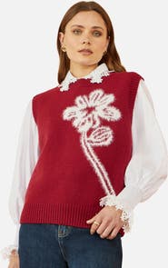 Yumi Knitted Flower Sleeveless Sweater Vest
