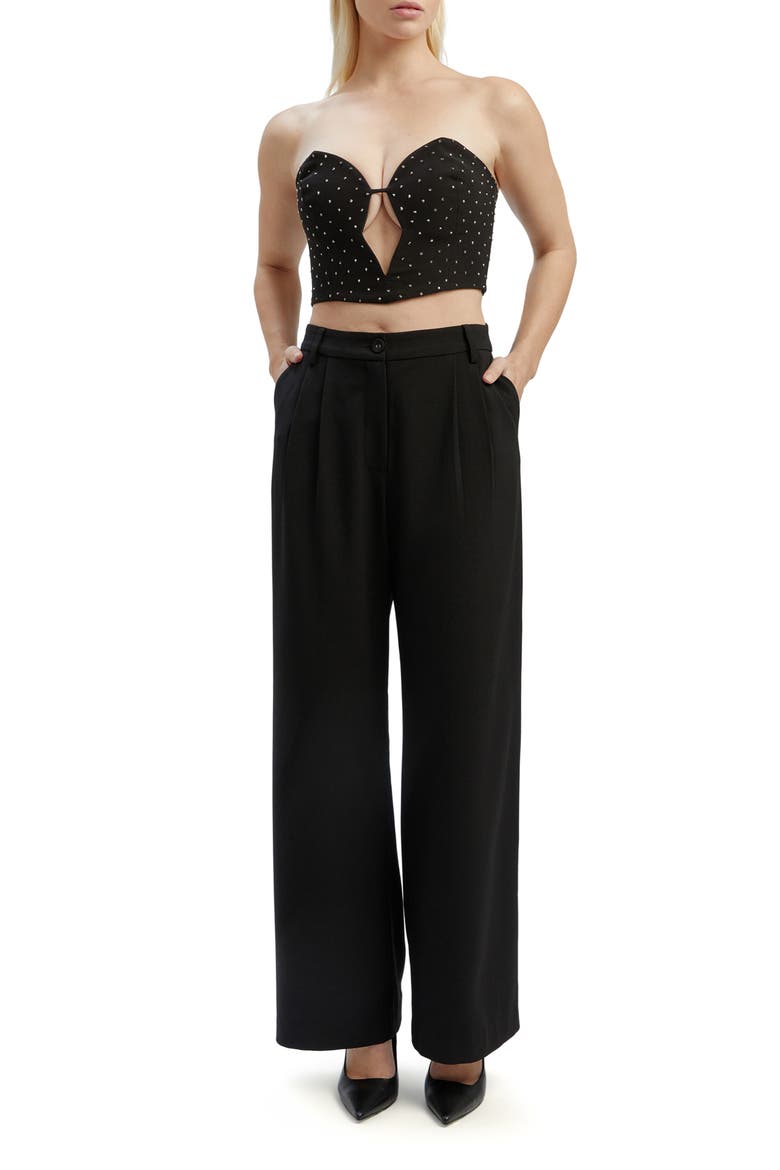 Eleni Embellished Strapless Velvet Corset Crop Top, Alternate, color, BLACK SEQUIN