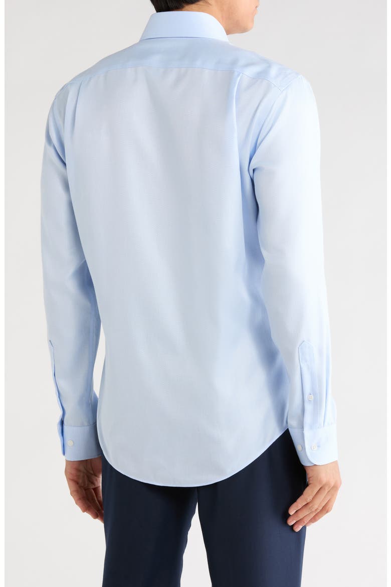 Trim Fit Textured Cotton Shirt, Alternate, color, BLUE SARONNO TEXTURE