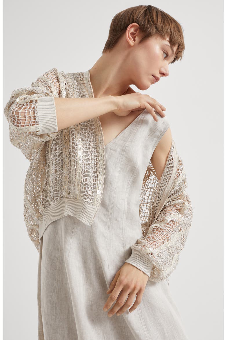 Dazzling Net Embroidery bomber, Alternate, color, Oat