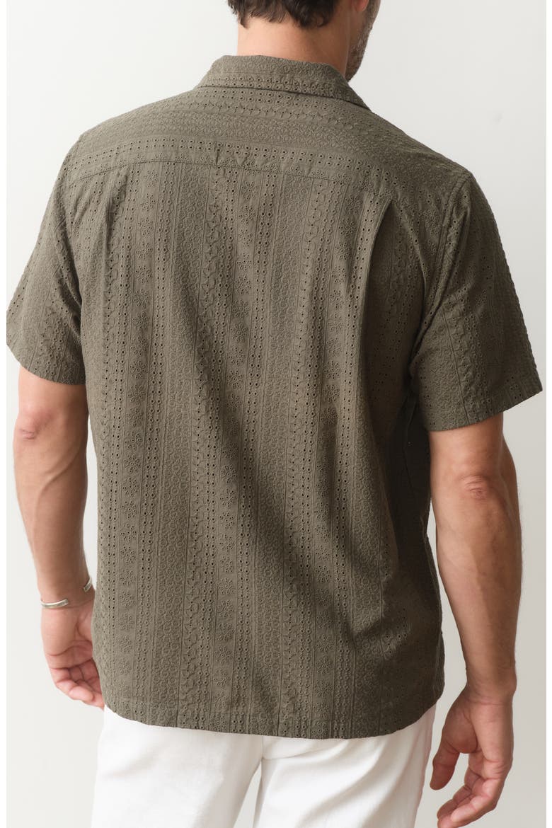 Eyelet Cotton Camp Shirt, Alternate, color, INDIA INK