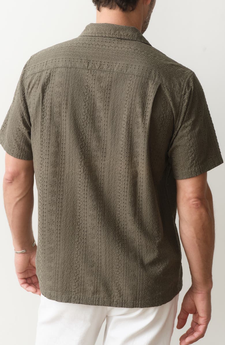 Marine Layer Eyelet Cotton Camp Shirt, Alternate, color, India Ink