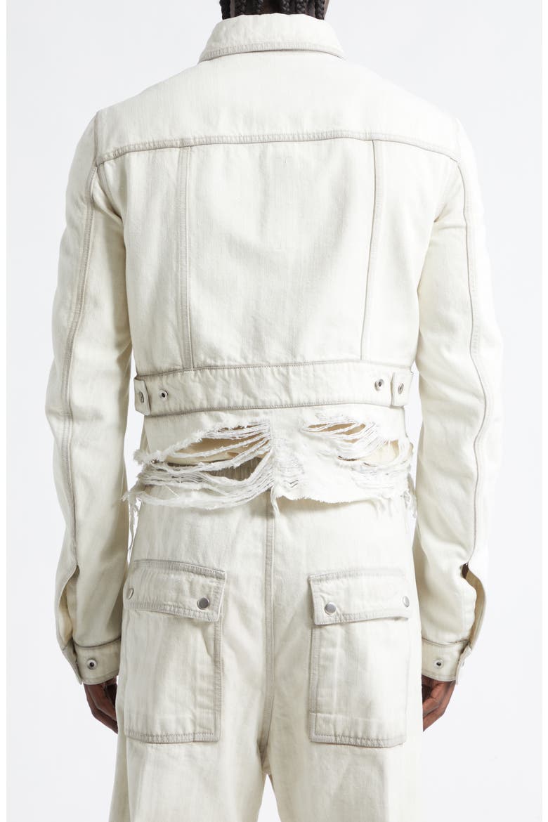 Shredded Crop Denim Work Jacket, Alternate, color, MILK WASH