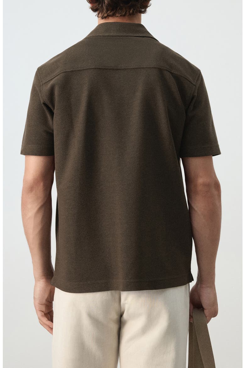 Regular Fit Short Sleeve Textured Button-Up Shirt, Alternate, color, BROWN