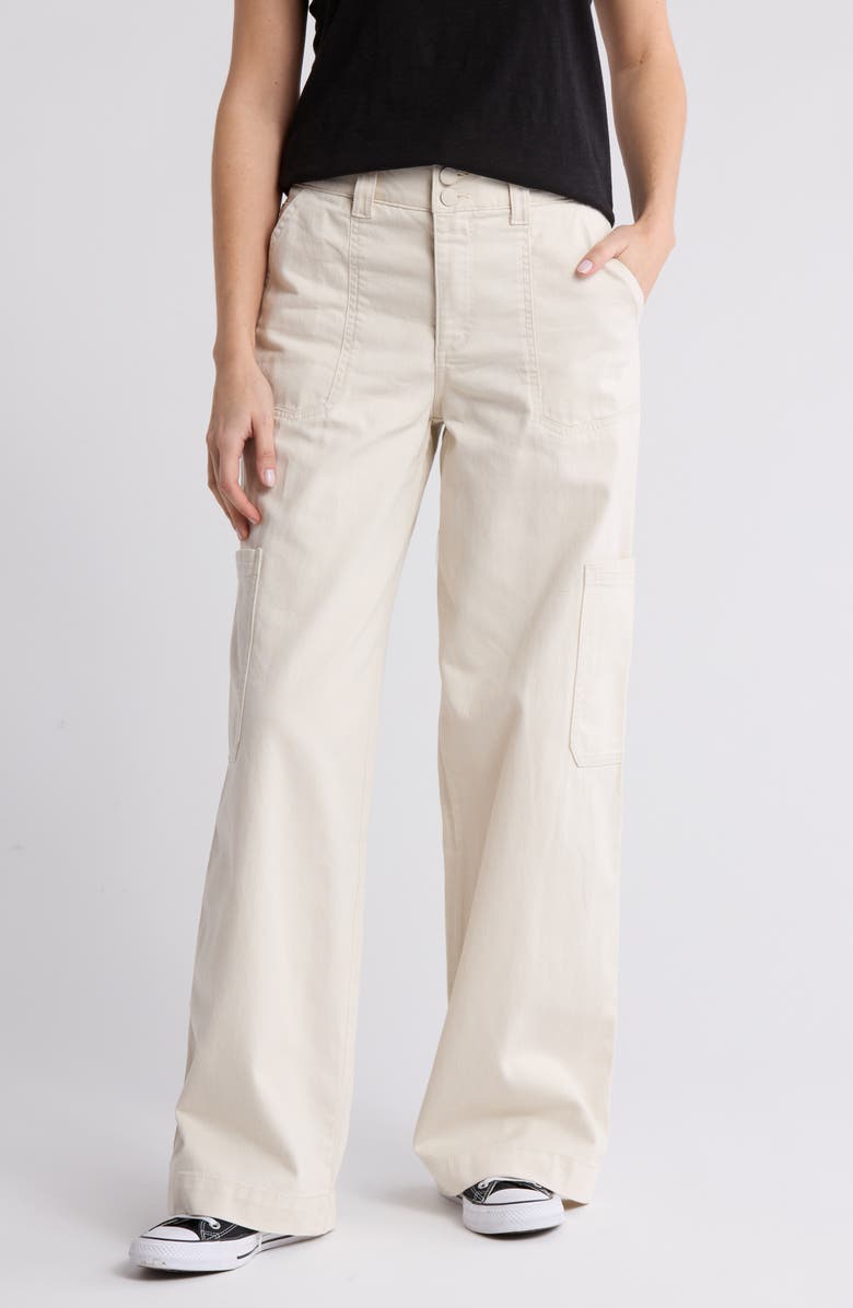 Democracy High Waist Wide Leg Carpenter Jeans, Main, color, Blanched Almond