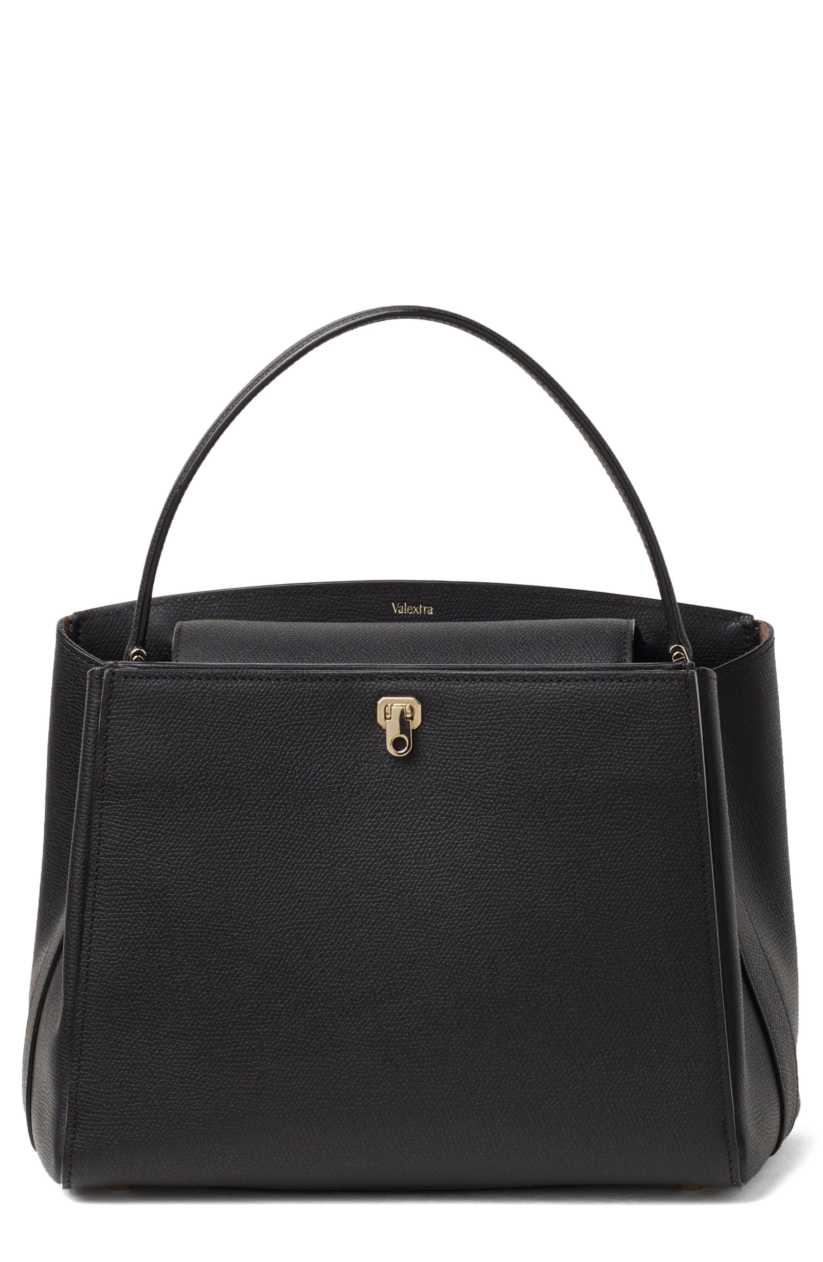 Valextra Medium Brera Leather Top Handle Bag, Main, color, 