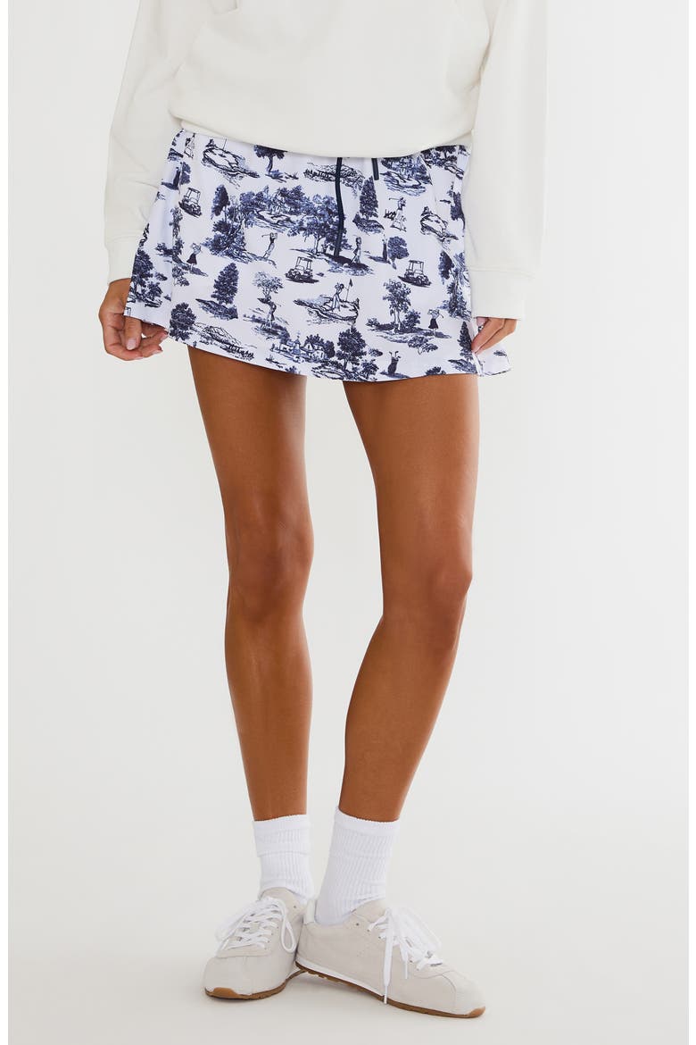 Clyde Performance Toile Miniskirt, Main, color, EVENING GOLF TOILE