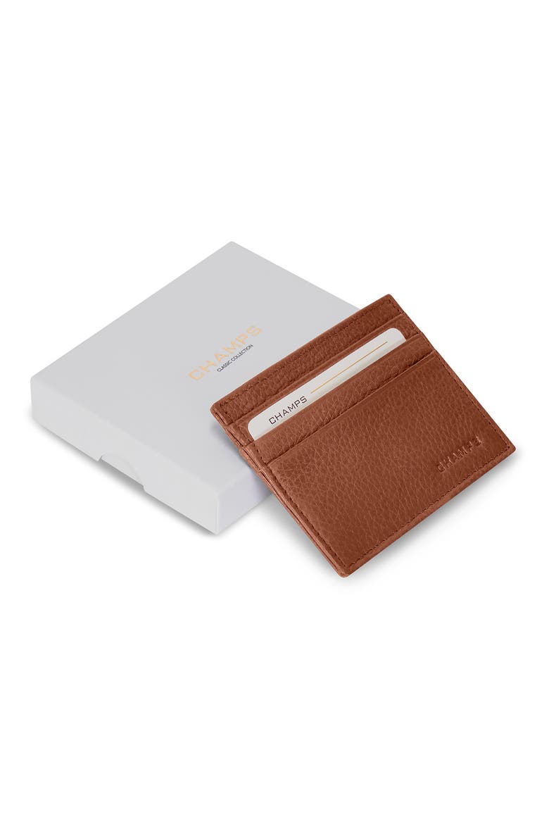 Slim Leather Card Wallet, Alternate, color, BROWN