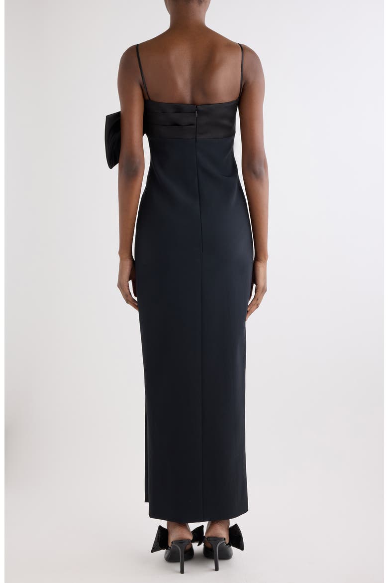 Bow Sliced Column Gown, Alternate, color, BLACK