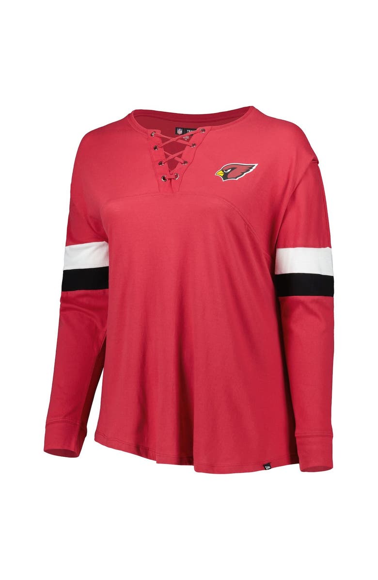 New Era Women's New Era Cardinal Arizona Cardinals Plus Size Athletic Varsity Lace-Up V-Neck Long Sleeve T-Shirt, Alternate, color, Cardinal