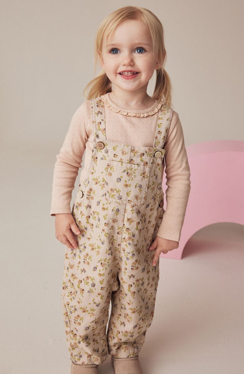 NEXT Kids' Long Sleeve Cotton T-Shirt & Floral Overalls Set, Alternate, color,
