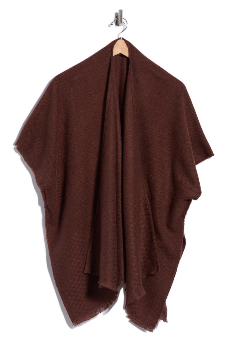 Feather Soft Textured Woven Ruana, Main, color, CHOCOLATE
