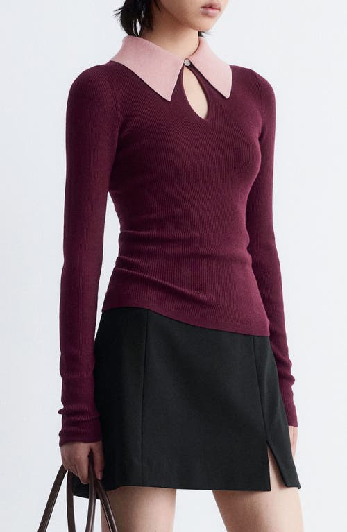 & Other Stories Keyhole Collar Rib Sweater In Red