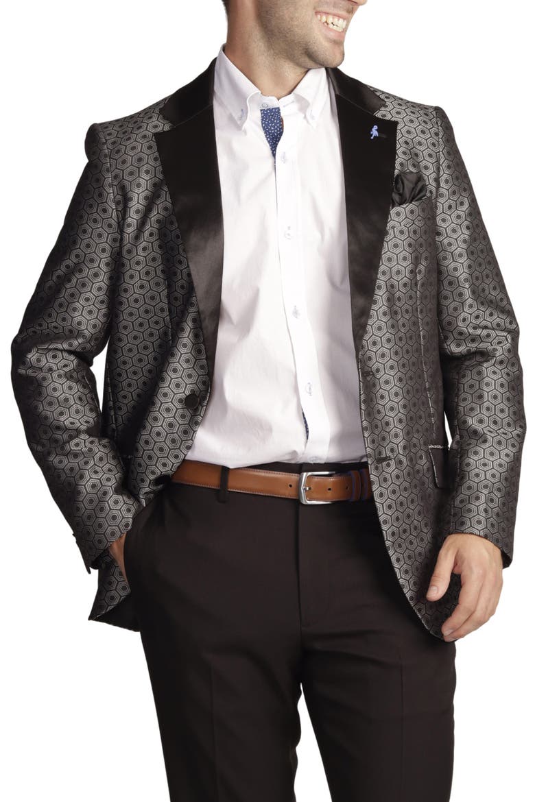 Geo Jacquard Dinner Jacket, Main, color, SILVER