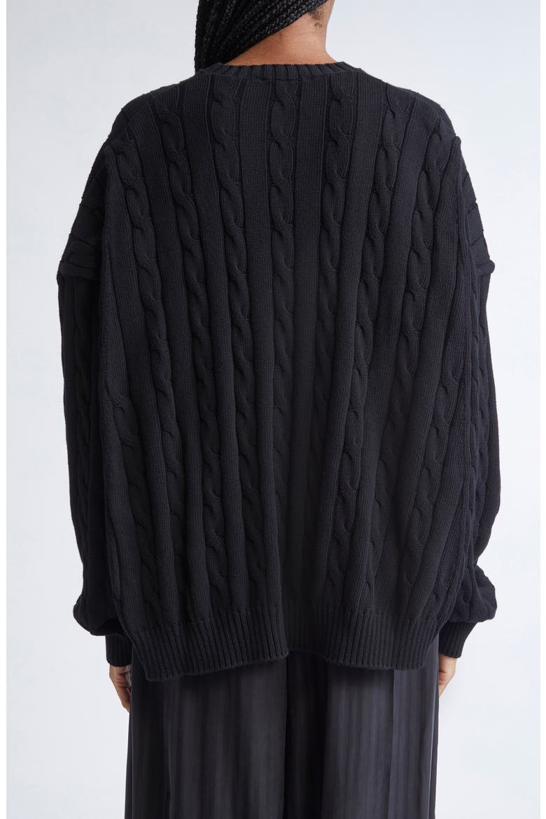 Cotton Cable Knit Sweater, Alternate, color, 1000 BLACK