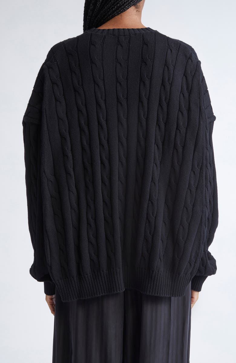 Balenciaga Cotton Cable Knit Sweater, Alternate, color, 1000 Black
