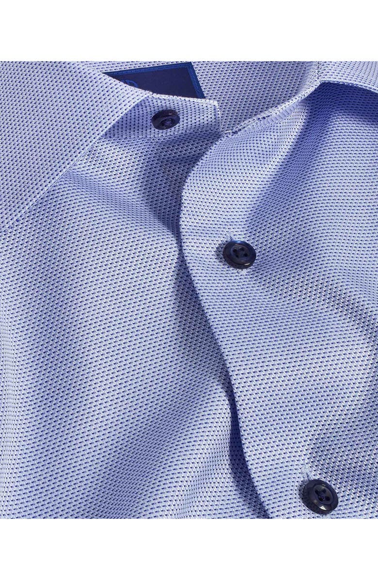 David Donahue Trim Fit Cotton Microdobby Dress Shirt, Alternate, color, Blue