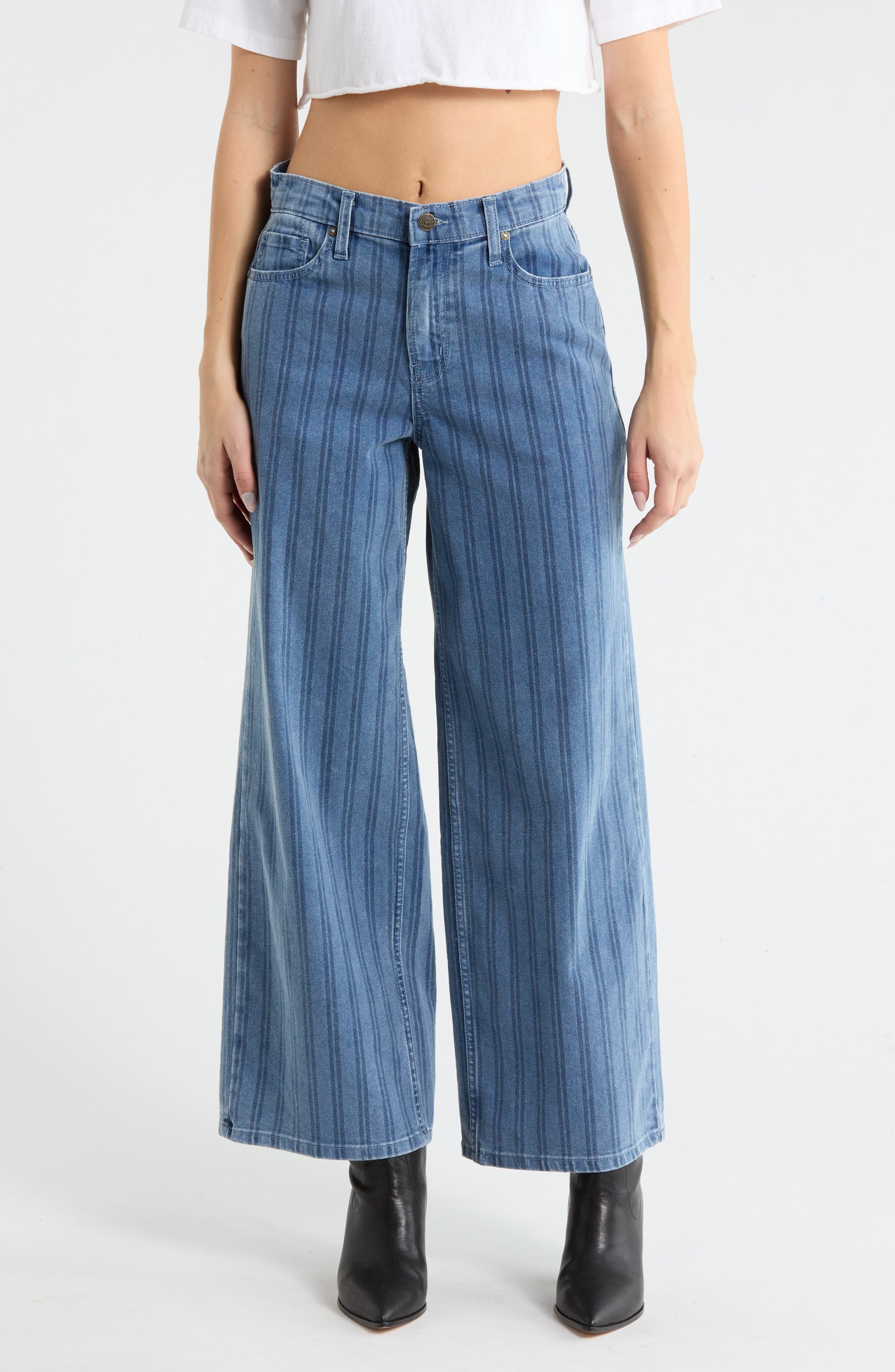 Vigoss Pinstripe Wide Leg Jeans
