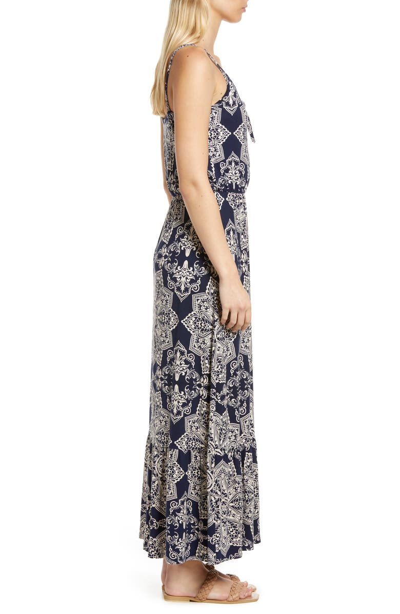 Loveappella Tie Front Maxi Sundress, Alternate, color,