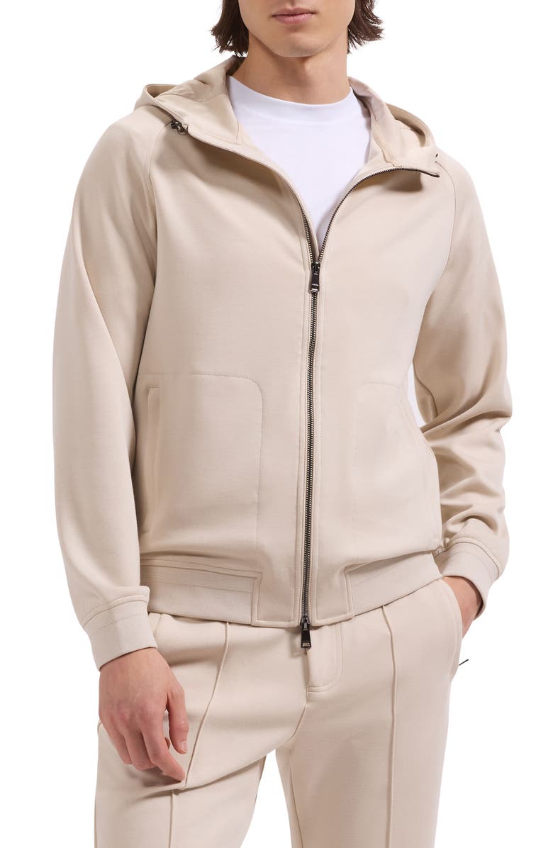 Bugatchi Soft Touch Knit Hoodie, Main, color, Almond