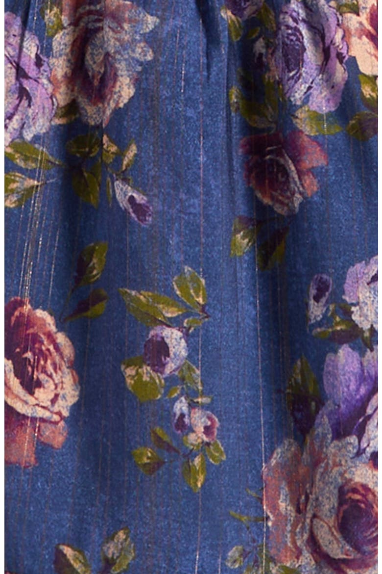 Kids' Floral Ruffle Strap Maxi Dress, Alternate, color, DARK PERI