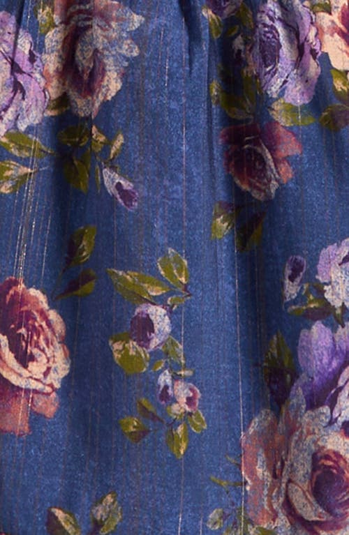 Ava & Yelly Kids' Floral Ruffle Strap Maxi Dress In Blue