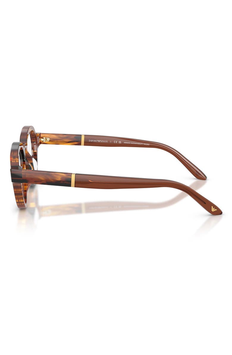 Emporio Armani 47mm Irregular Optical Glasses, Alternate, color, Shiny Striped Dark Brown