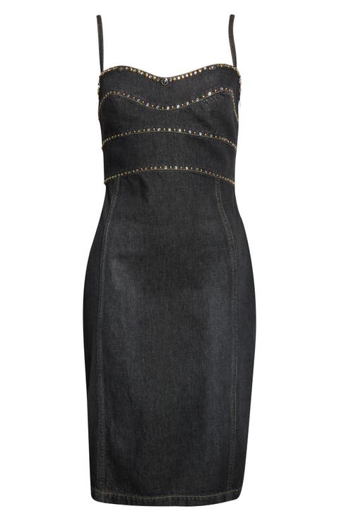 Studded Fitted Denim Dress