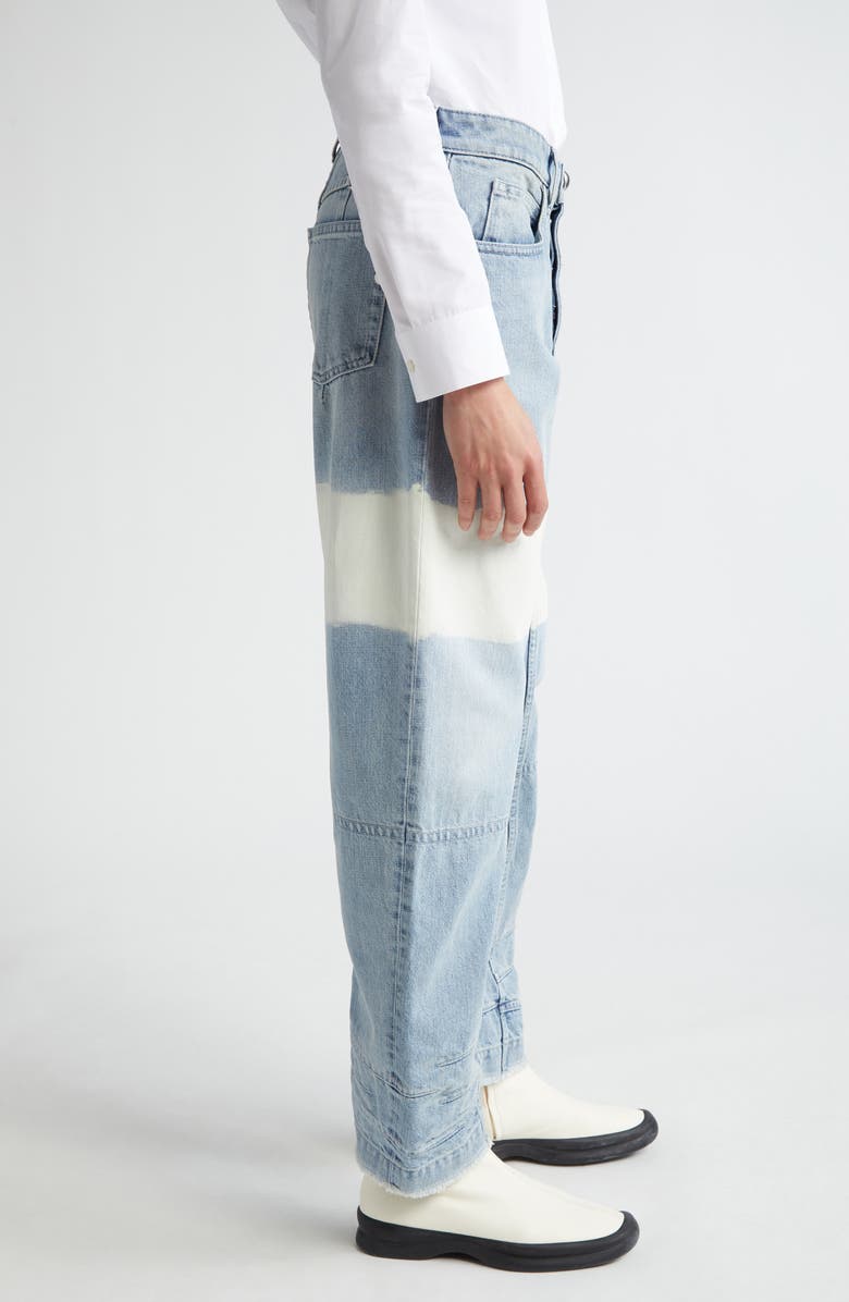 Jil Sander Bleach Stripe Articulated Raw Hem Button Fly Jeans, Alternate, color, 
