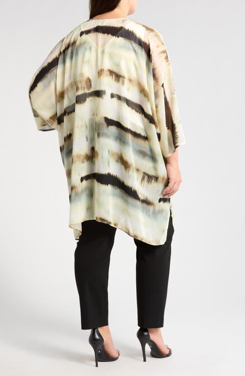 ANNE KLEIN ANNE KLEIN ABSTRACT PRINT OVERSIZE SHEER CARDIGAN
