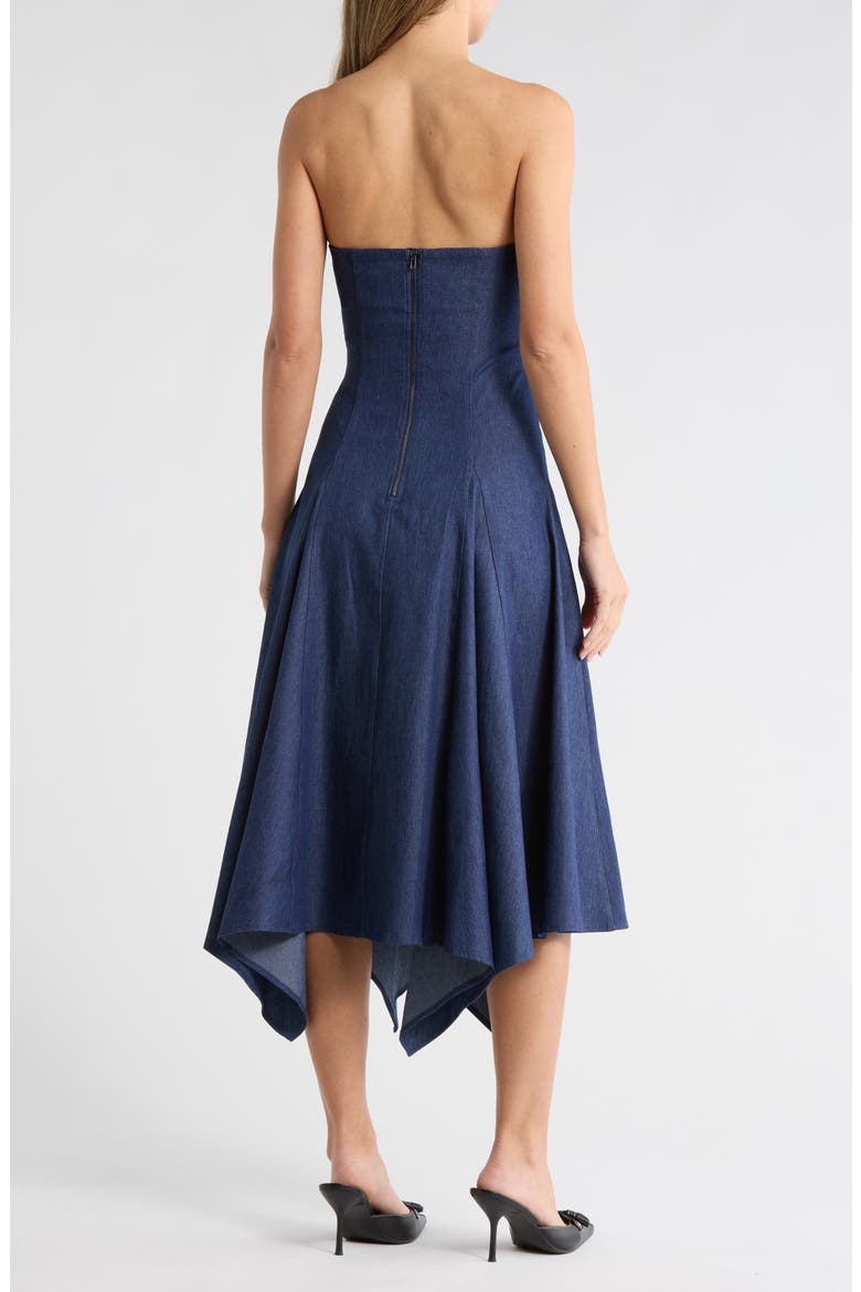Tia Strapless Midi Dress, Alternate, color, BLUE