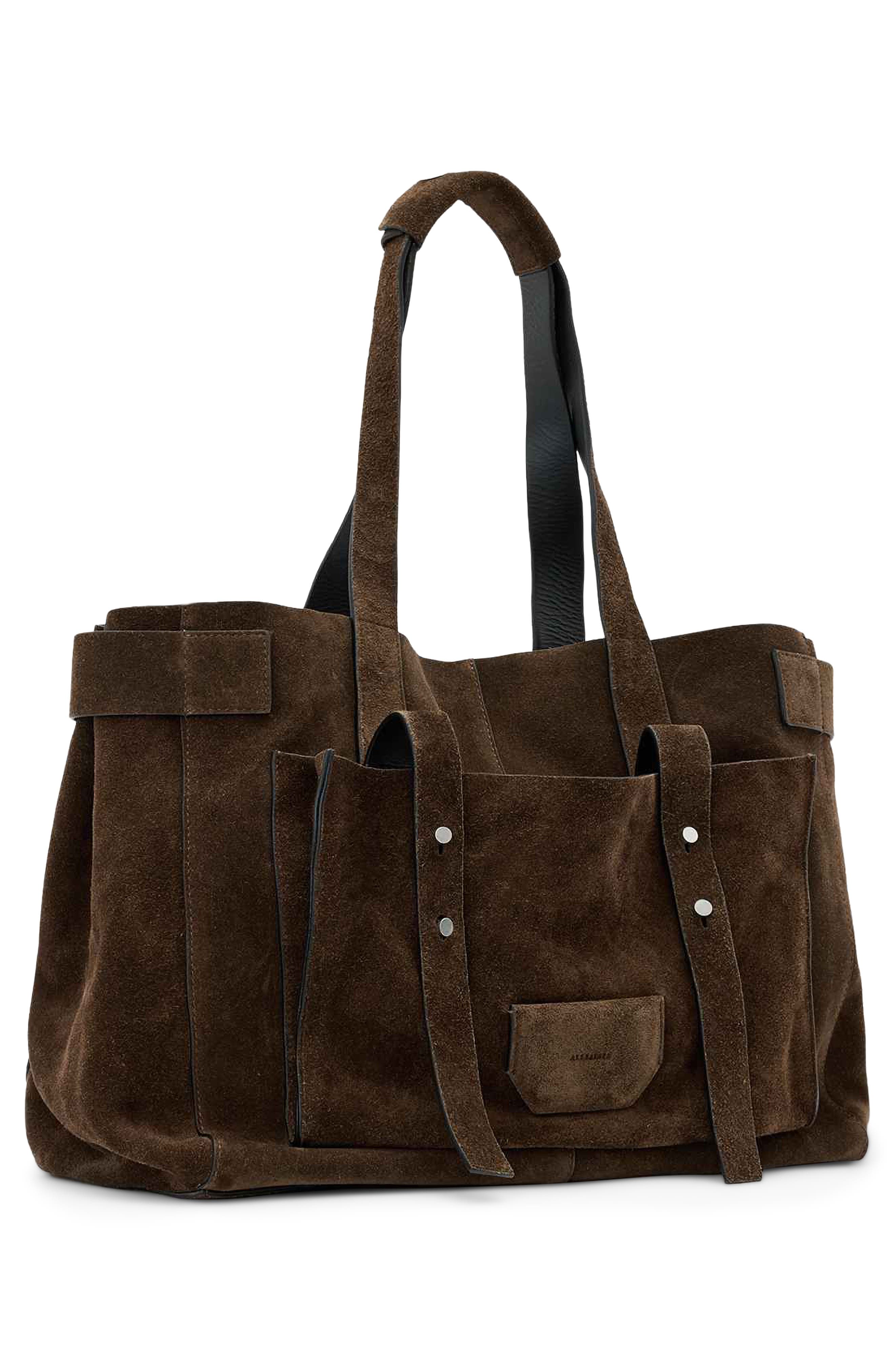 Ursa Suede East/West Leather Tote, Alternate, color, FANGO BROWN