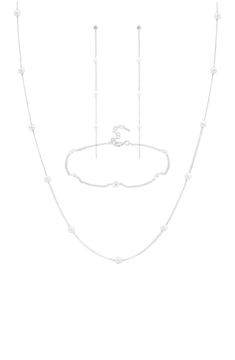 Bearfruit Jewelry Sterling Silver 18k Gold Plated Infinite Pearl Set Holiday Gift Idea, Main, color, Silver