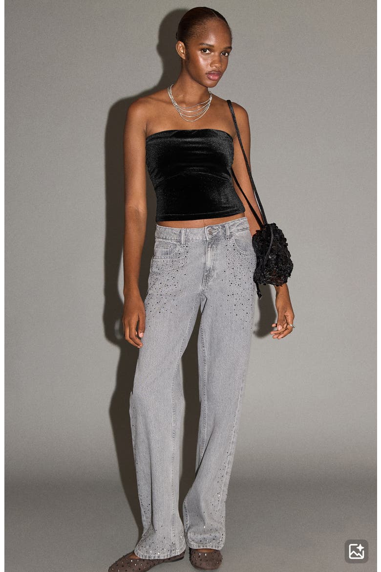 Velvet Tube Top, Alternate, color, BLACK