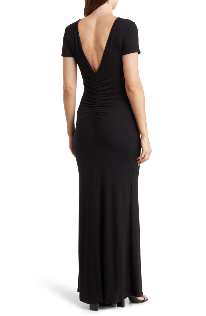 GO COUTURE Short Sleeve Maxi Dress, Alternate, color, Black