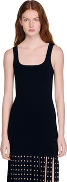 SANDRO Fringed knit maxi dress