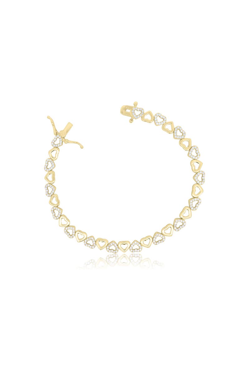 CZ Alternating Heart Bracelet, Main, color, Gold-Plated Sterling Silver