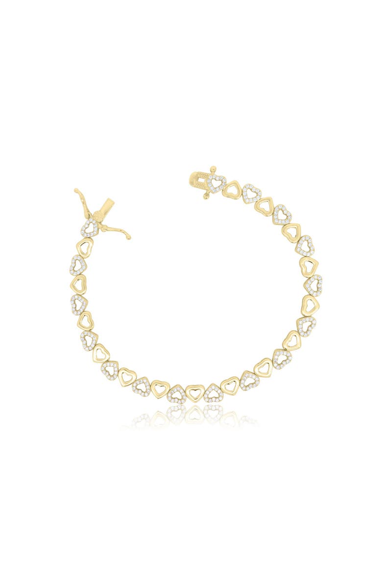 The Lovery Fine Jewelry CZ Alternating Heart Bracelet, Main, color, Gold-Plated Sterling Silver