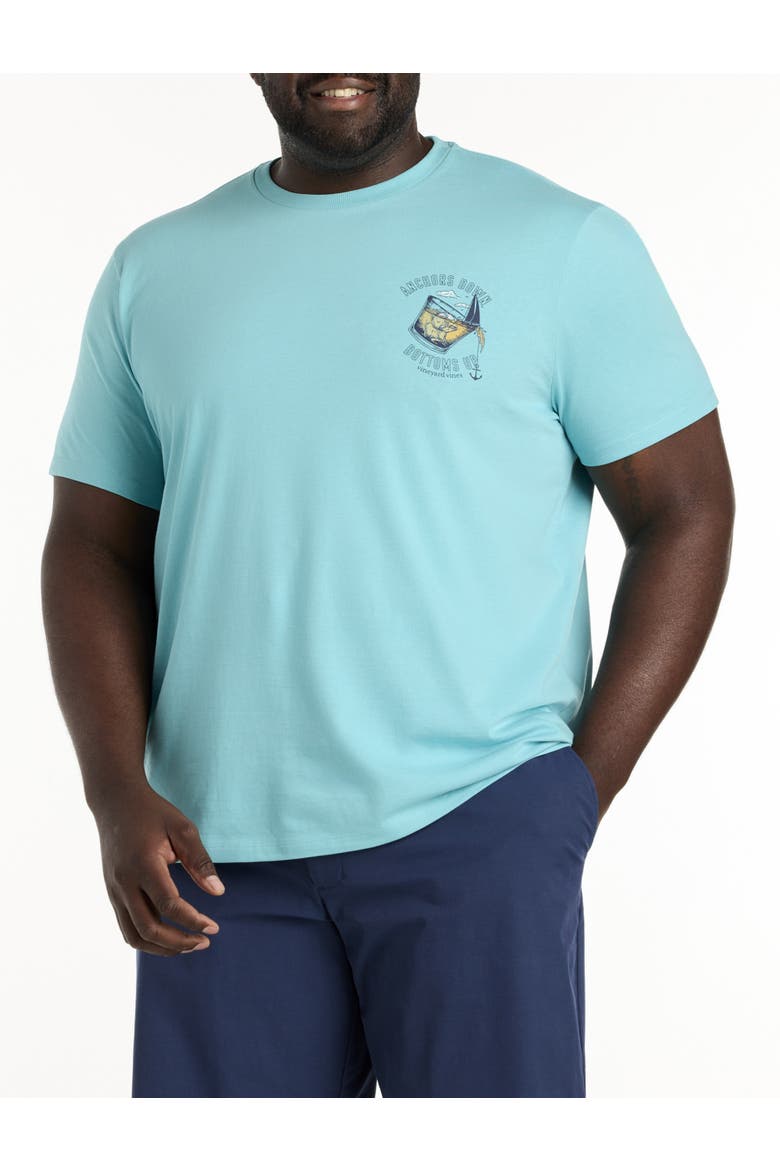 Big & Tall Anchors Down Bottoms Up Graphic Tee, Main, color, AQUA OCEAN
