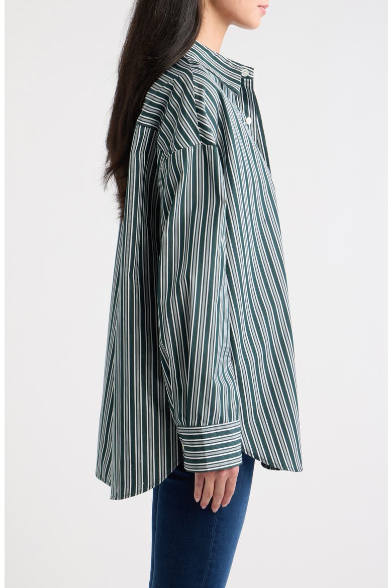 Oversized Striped Cotton Button Shirt, Alternate, color, HUNTER STRIPE