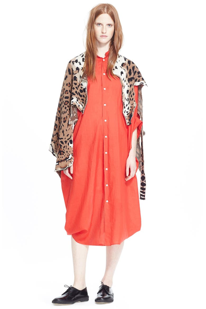 Drape Sleeve Linen Shirtdress, Alternate, color, RED
