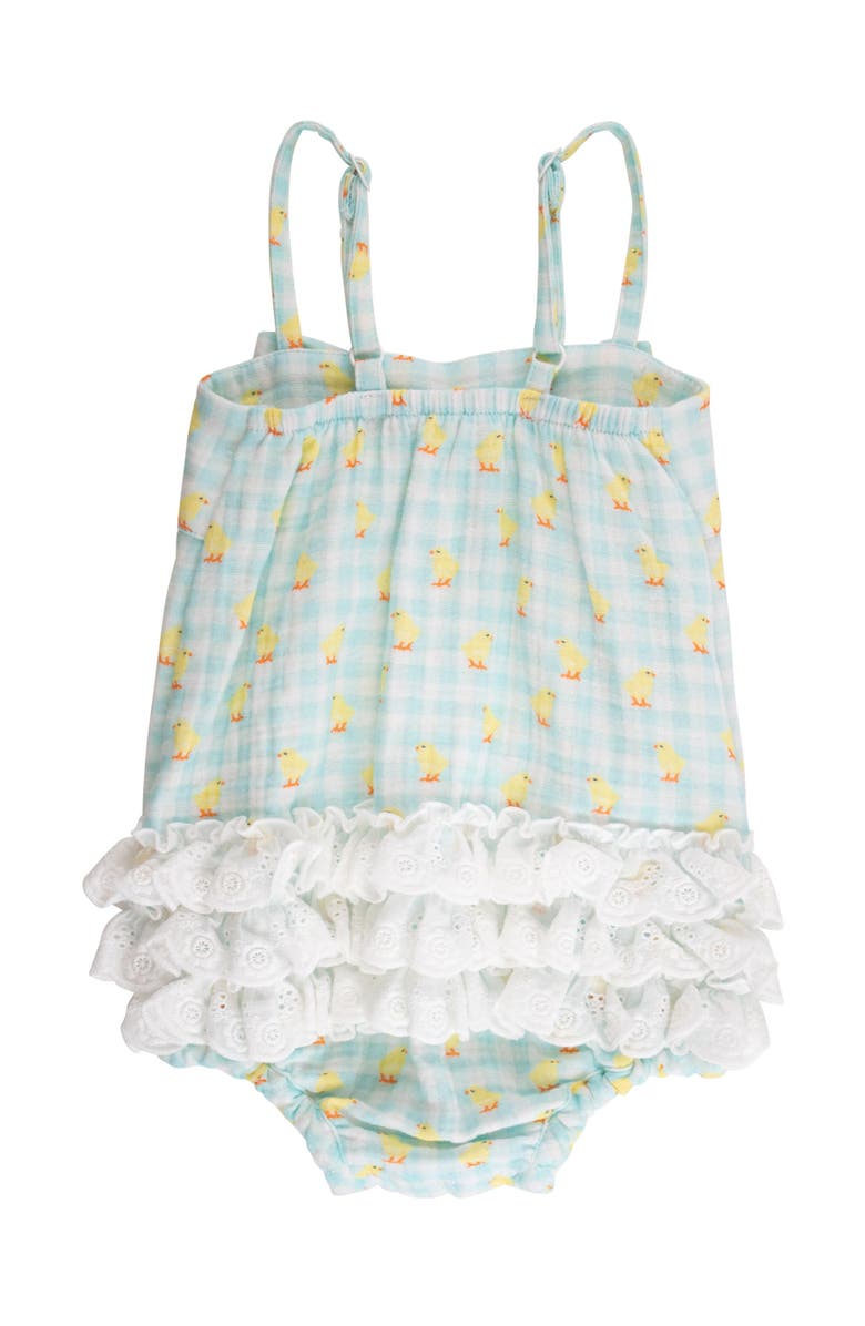 RuffleButts Baby Girls Cotton Gauze Bow Front Bubble Woven Romper, Alternate, color, 